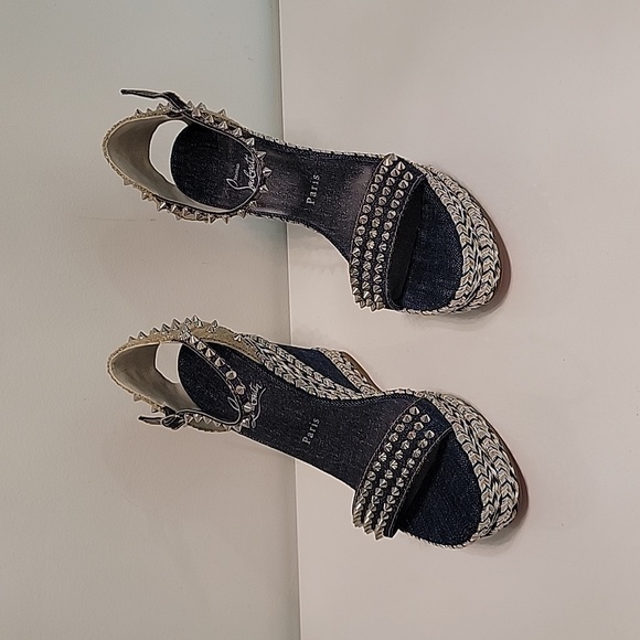 Christian Louboutin Madmonica 120 Denim Platform Wedges - Picture 5 of 14